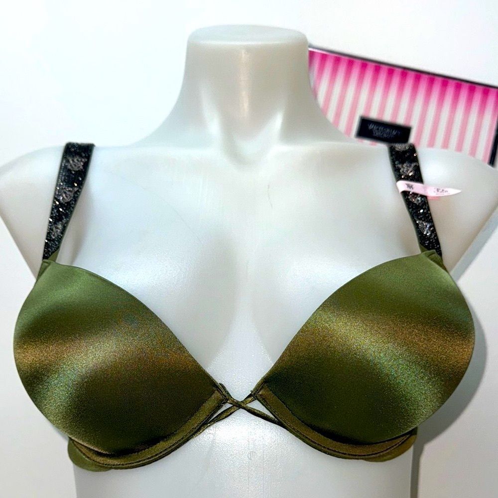 🔥Victoria's Secret Olive Green Bra with Molded Cups  bombshell Sz 32B New